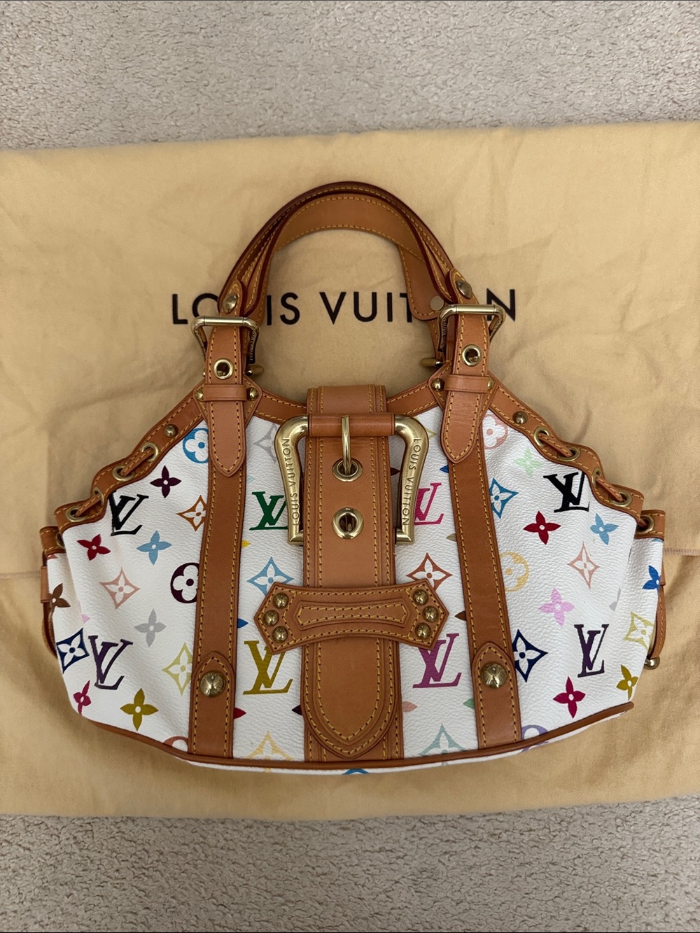 Takashi Murakami X Louis Vuitton White Monogram Multicolore Canvas Theda PM